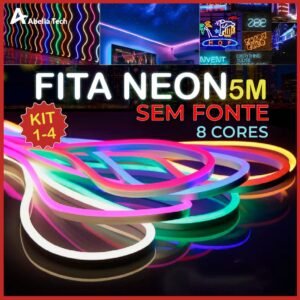 Fita de led mangueira neon 5 metros 60w flexível sem fonte 12v | 8 cores