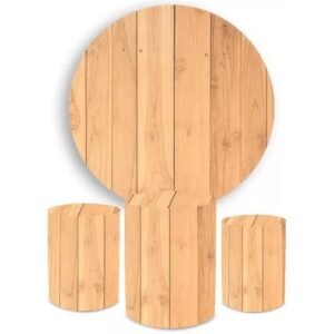 Kit painel redondo sublimado + capa cilindro madeira ripada clara