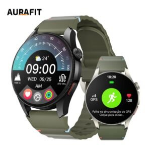 Relógio aurafit gps, g12/trek 2 amoled 1.43",3atm,150+ modos esportivos,monitor saúde,suporte strava