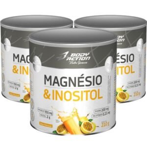 Kit 3x magnésio e inositol taurina melatonina 210g bodyaction