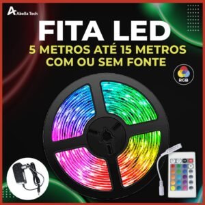 15m fita led 3528 super ultra rgb 12v 300 leds | 16 cores ip20 com ou sem fonte