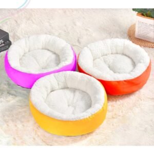 Caminha redonda pets sherpa para cães e gatos macia 50x50 30x30 cm quente confortável cama pet com pelinho