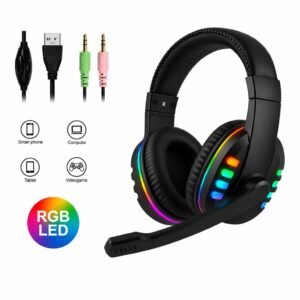 Headset fone gamer led rgb com microfone usb e p2 para pc computador headphone videogame