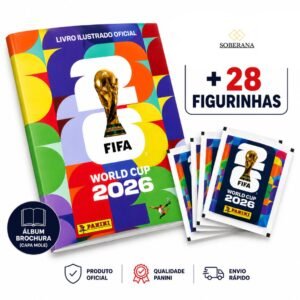 Album oficial copa do mundo figurinhas 2026 completo de clubes brasil brochura álbum