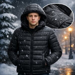 Jaqueta puffer masculina bobojaco bomber blusa de frio inverno neve com touca removível