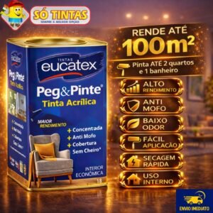 Tinta para parede interna econômica anti mofo sem cheiro peg e pinte acrílica 18 litros eucatex