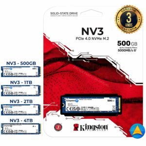 Ssd nvme m.2 kingston 4tb/ 2tb/ 1tb e 500gb pcie 4.0 - snv3s preto