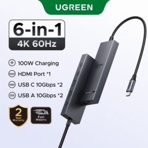 Ugreen 4k60hz 6-in-1usb-c estação de acoplamento multifuncional usb3.2 gen2 10 gbps para ipad air m2 2024 macbook pro