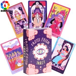 Pastel prism tarot cards 78 pcs imbued with the soothing tones of a pink and sky-blue color palette game