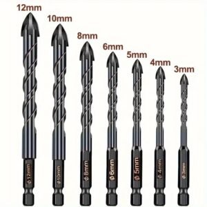 Kit 7 brocas de carboneto triangular titânio profissionais 3-12mm para fura tudo