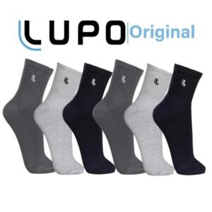 Meias premium unissex lupo 6-pack – medyas de algodão cano médio com estampa ícone minimalista para negócios e uso