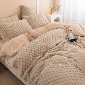 Coberdrom casal queen premium pelo de coelho dupla face sherpa 2,20m x 2,40m