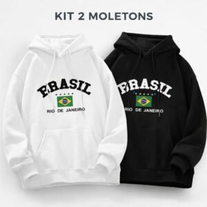 Kit moletom brasil unissex casaco flanelado algodão premium