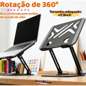 Suporte de metal ajustável para notebook 10 ate 17" giratória 360°