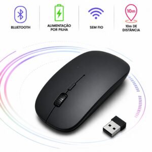 Mouse sem fio bluetooth portátil pilha notebook tablet windows mac linux ipad