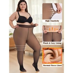 Meia calça feminina plus size térmica grossa super elástica translucida stretch de inverna