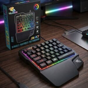 Teclado gamer semi mecânico uma mão single hand led rgb fio usb universal ergonômico profissional