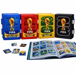 Caixa porta +400 figurinhas copa do mundo 2026 futebol com divisória cards premium brasil organizadora troféu taça