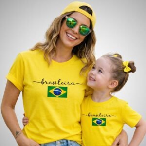 Camiseta brasileira feminina infantil e adulto t-shirt tal mãe filha brasil promoção