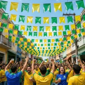 100m bandeirinha copa mundo verde e amarela brasil plástico