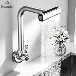 Torneira de cozinha parede com tornação 360° 4 modos flexível em cascata