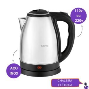 Chaleira elétrica inox 1.8 litros desligamento automático aquecimento rápido