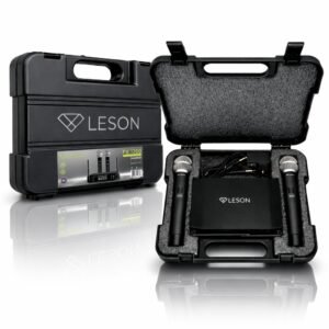Microfone sem fio duplo leson fx1200 dinâmico digital igreja profissional uhf com maleta