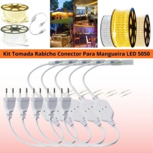 Rabicho adaptador conector fita 5050 mangueira led 110v 220v