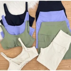Conjunto fitness academia feminino poliamida premium moda com sustentação cos duplo alto bolso