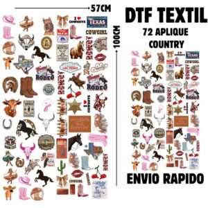 Aplique country termocolante para jeans ,calça camiseta jaqueta dtf textil arquivo pronto 72 unidades promoção
