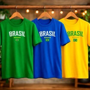 Camiseta estampada brasil masculina feminina 100% algodão seleção brasileira