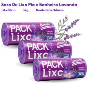 Saco de lixo perfumado lavanda com 40/80/120 sacos para pia e banheiro neutraliza odores econômico resistente