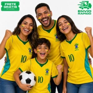 Kit família camisa camiseta brasil amarela torcedor patriota copa do mundo 2026 nova | 1 unidade