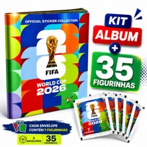 Album copa + 35 figurinhas do mundo capa mole brochura oficial 2026 kit