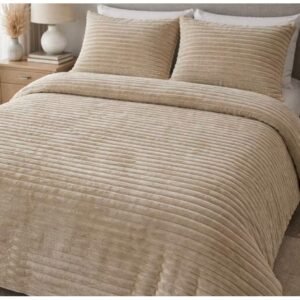 Cobertor fofão canelado queen 3 peças, mede 2.40m x 2.60m e 02 fronhas 0.50cm 0.70cm