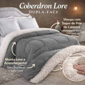 Coberdron queen edredon dupla face sherpa 2,40 x 2,20 quente para inverno a pronta entrega