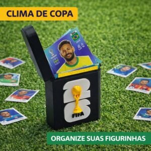 Porta 100 figurinhas de bolso para album da copa caixa organizadora colecionador