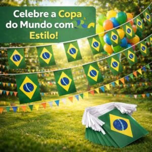 Bandeirinhas do brasil copa mundo 2026 varal de bandeiras - 20 -10 metros cada
