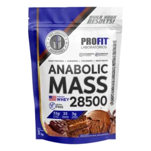 Suplemento em pó profit laboratórios anabolic mass 28500 proteínas sabor chocolate sachê de 3kg