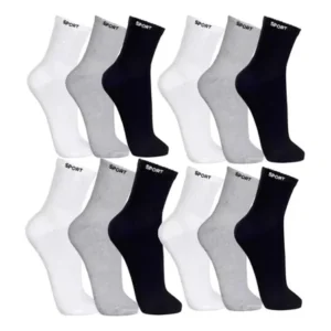 12 pares de meias masculinas cano alto grossa algodão oferta sortida liso un