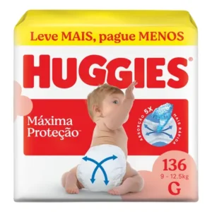 Huggies fralda descartável máxima proteção g - 136 un sem gênero