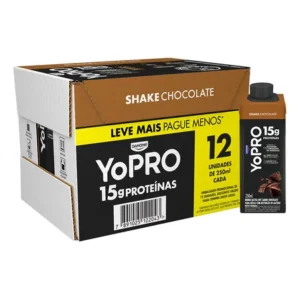 Yopro bebida láctea uht chocolate 15g de proteínas 250ml - 12 unidades