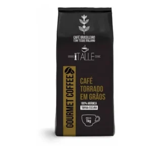 Café em grao torrado expresso arábica torra escura grãos 1kg gourmet cafe italle