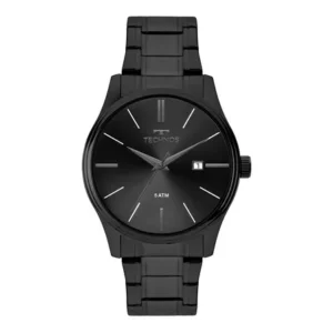 Relógio technos masculino quartzo grafite 42mm aço resistente à água