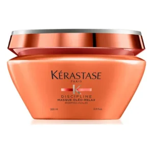 Máscara capilar de hidratação intensa anti-frizz com proteção térmica até 230ºc para cabelos secos e indisciplinados, discipline oléo-relax, kérastase 200ml