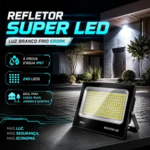 Refletor led lumi 600w bivolt branco frio prova d'água jardim fachada 127/220v preto