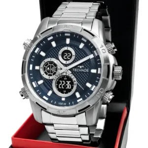 Relógio technos masculino ts digiana prata - bj4060aa/1a prateado azul