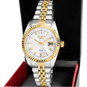 Relógio technos riviera feminino bicolor prata e dourado 2015cep1k aço