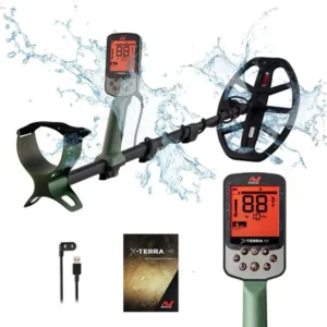 Detector de metal x-terra pro minelab totalmente à prova d'água 5 metros, bateria recarregável, 4 frequências e 6 modos busca verde