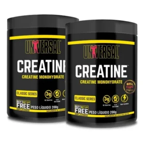 Pack 2 suplementos em pó universal creatine monohydrate pote de 200g cada sem sabor